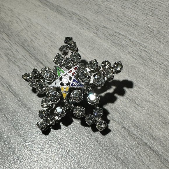 💋 4 FOR $50 / Vtg Masonic Order Of The Eastern Star Crystal Brooch (ECU) - Picture 4 of 7